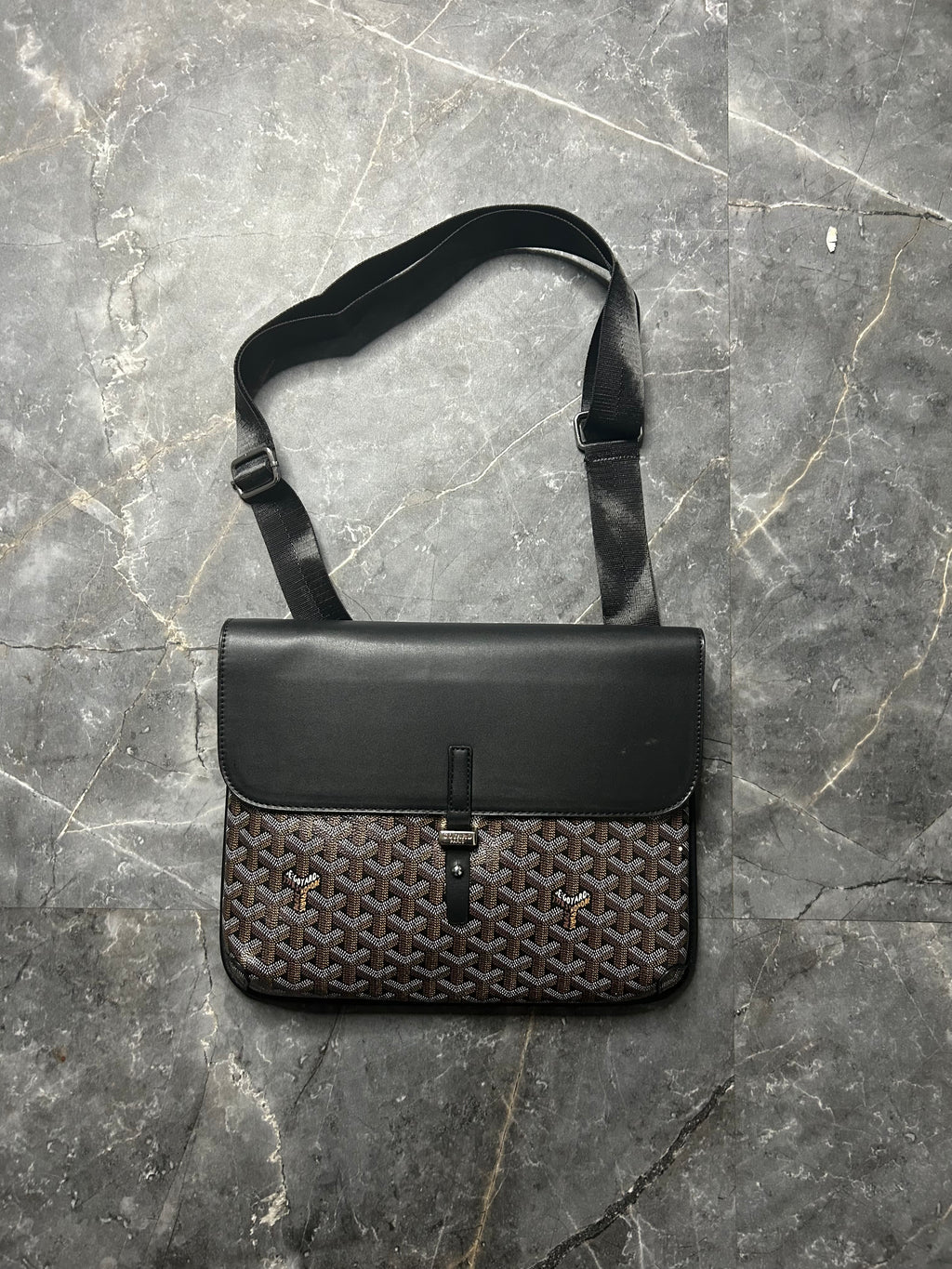 Goyard black messenger bag