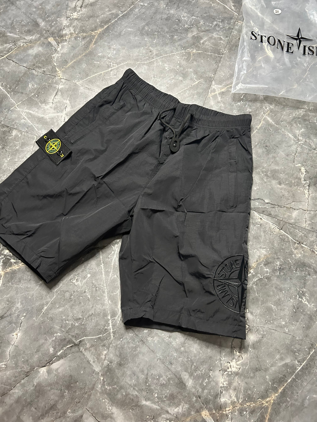 Stone island black cargo shorts